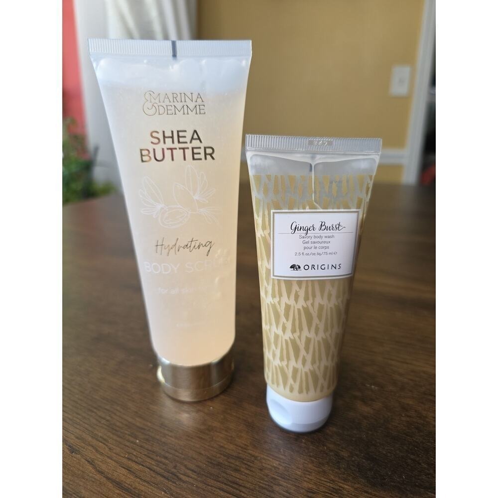 LOT OF 2 Origins Ginger Burst Savory Body Wash 2.5 oz & Marisa Odeme Shea Butter